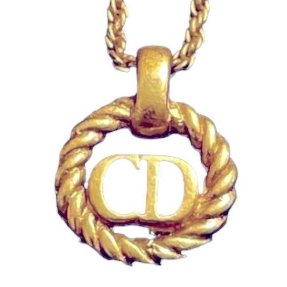 Dior Jewelry - #6-Christian Dior Vintage Gold Tone Round CD Initial Necklace
